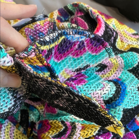 Joseph Ribkoff Multi-Colour Mandala Print Mesh Cardigan Size Large Artsy Boho - Picture 10 of 15